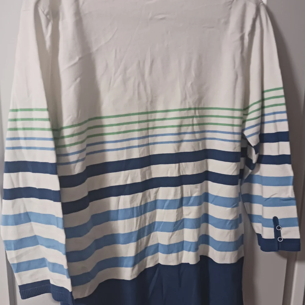 Northern Reflections White and Blue Striped Long Sleeve Shirt - Picture 4 of 4